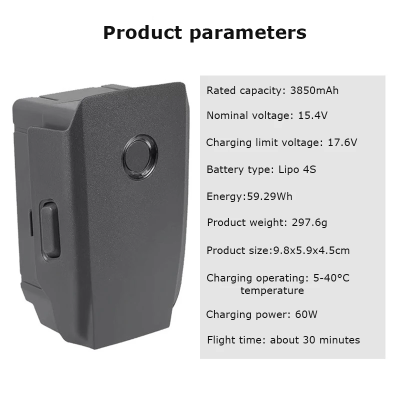 Batterie DJI Mavic 2 3850mAh 15.4V Lipo 4S 60W Charge Rapide