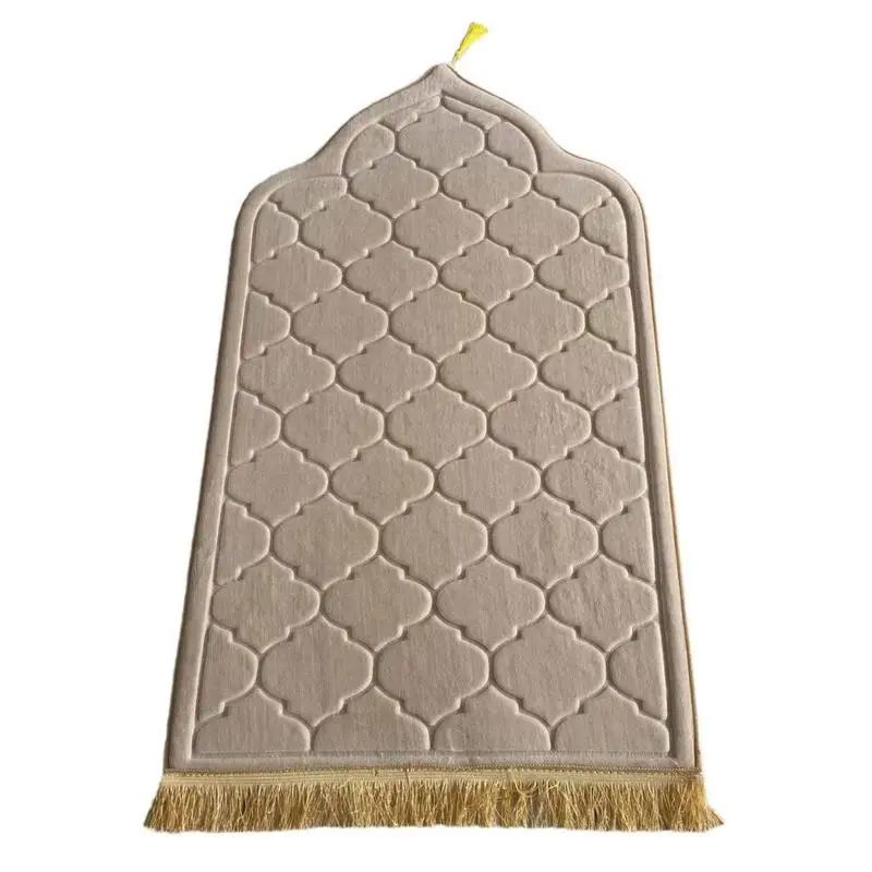 

Prayer Mat For Muslim Ramadan Flannel Carpet Kneel Embossing Floor Carpets Tassels Non-slip Soft Portable Travel Prayer Rug