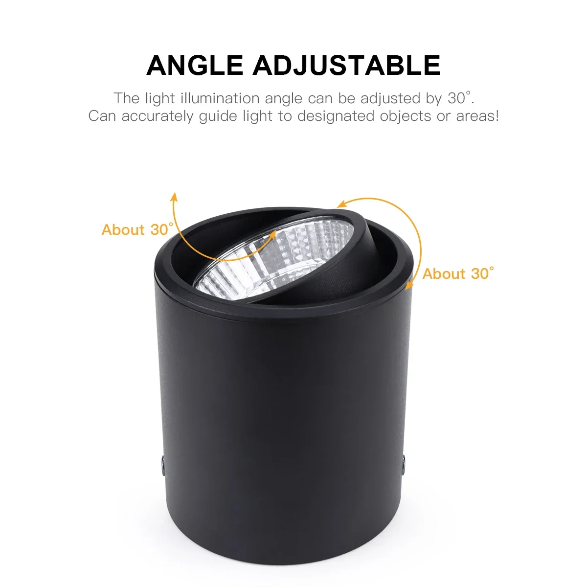Surface-Mounted Spotlight 30-Degree Angle Adjustable COB LED Ceiling Light Lamp Aluminum Shell Downlight