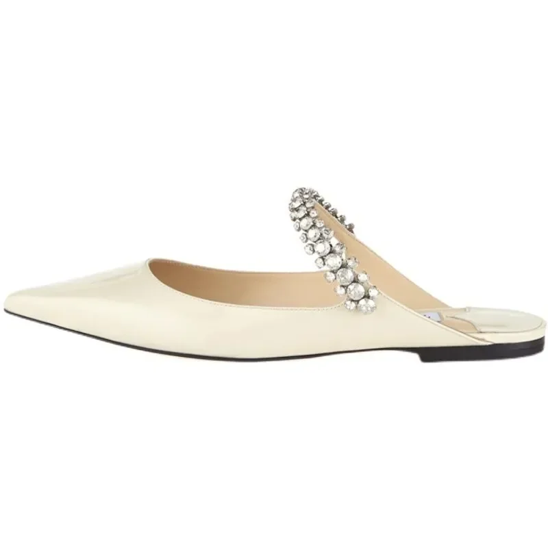 2024 European and American New Ladies High Heels High Quality Diamond Decorated Flat Shoes