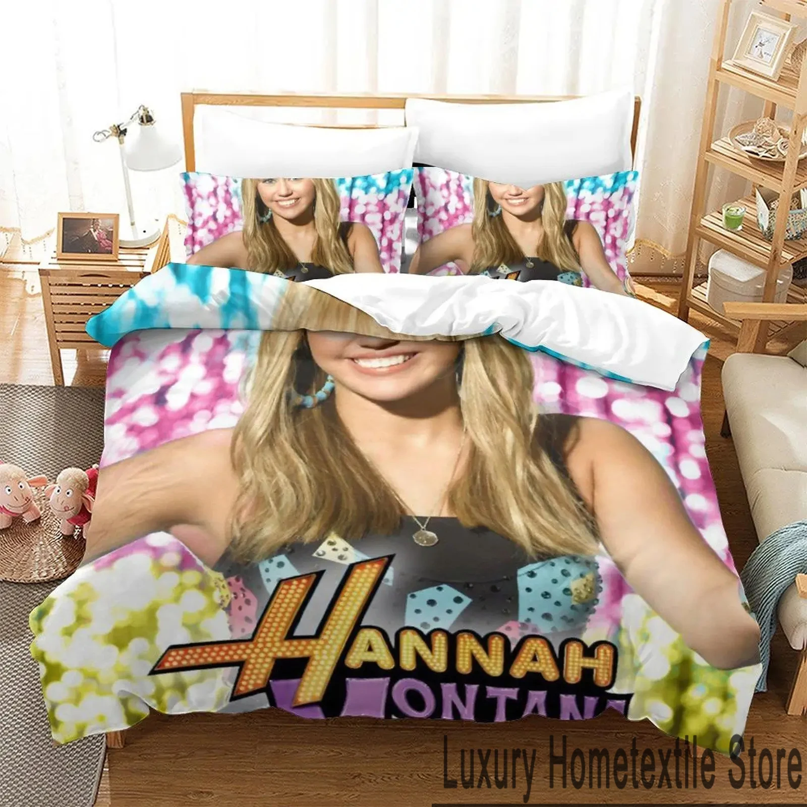 3D Print Hannah Montana Bedding Set Boys Girls Twin Queen King Size Duvet Cover Pillowcase Bed boys Adult Home Textileextile 3