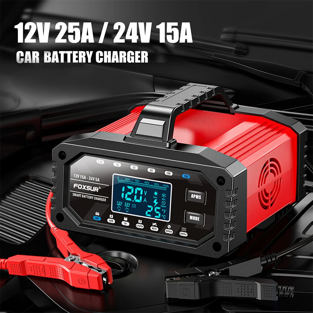 Caricabatteria per auto ad alta potenza da 300 W Display digitale Caricatore rapido 12 V/24 V Caricatore automobilistico intelligente con protezioni multiple