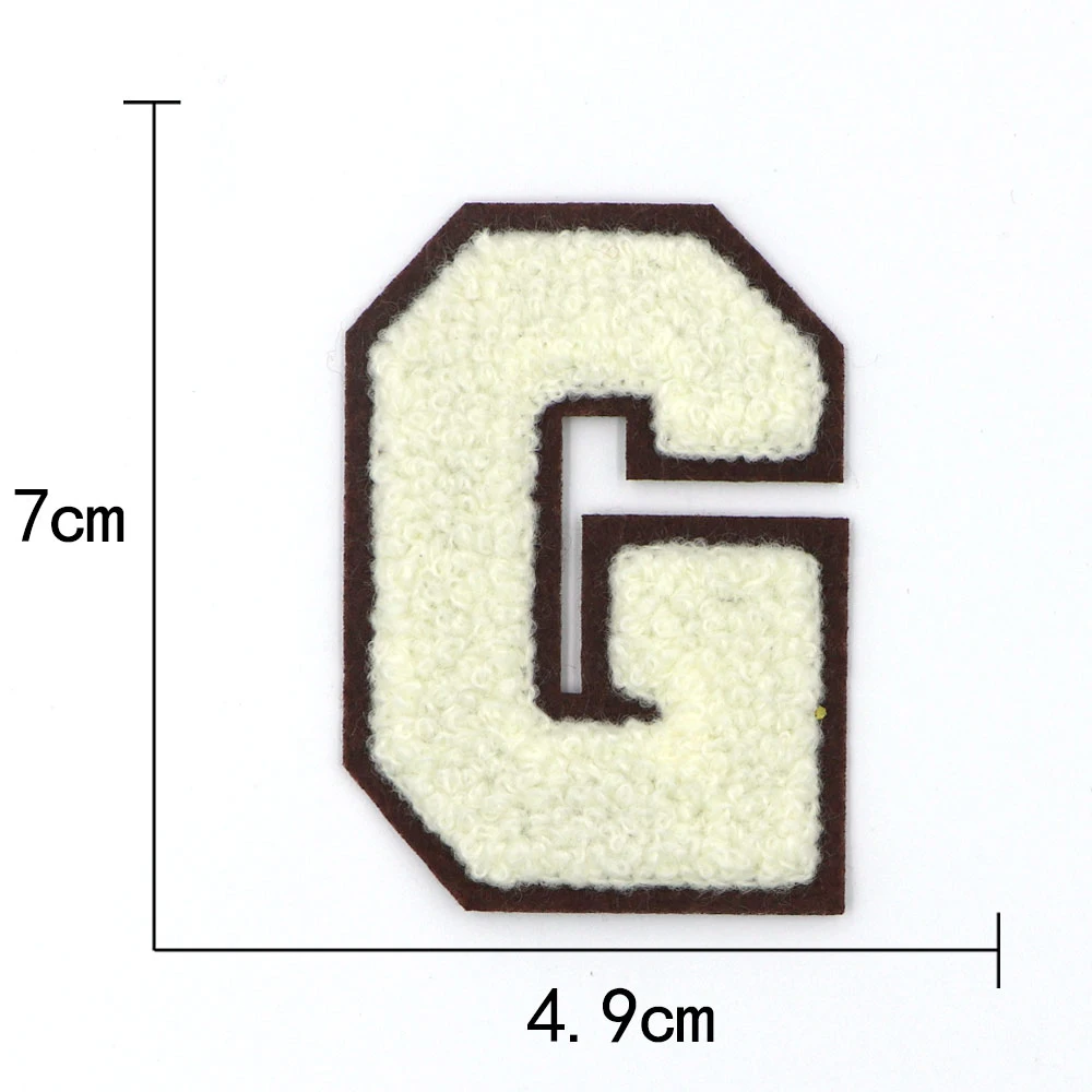 1PC A-Z Creme 70MM Chenille Buchstaben Patch Eisen auf Patch Name Buchstaben Patch Für Jeans Kleidung T-Shirt reparatur Alphabet Patch Abzeichen – Detail 9