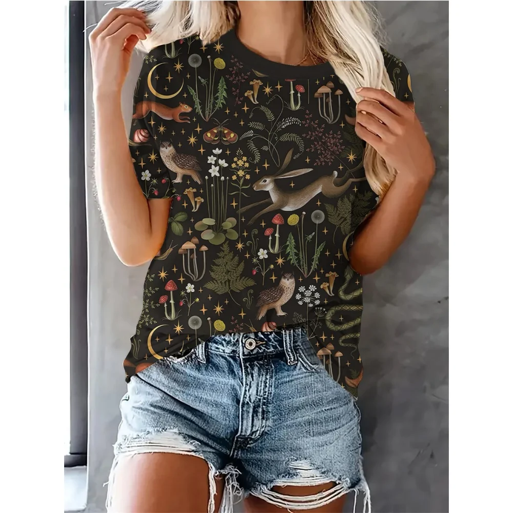 

Women's T-Shirts Cartoon Characters 3d Print Rose T-Shirt Harajuku Casual Short Sleeve Top Tee O Neck Oversized Female Clothing