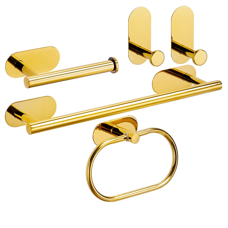 Bathroom Accessories Sets No Drilling Toilet Tissue Roll Paper Holder Towel Rack Bar Rail Ring Robe Clothes Hook Hardware