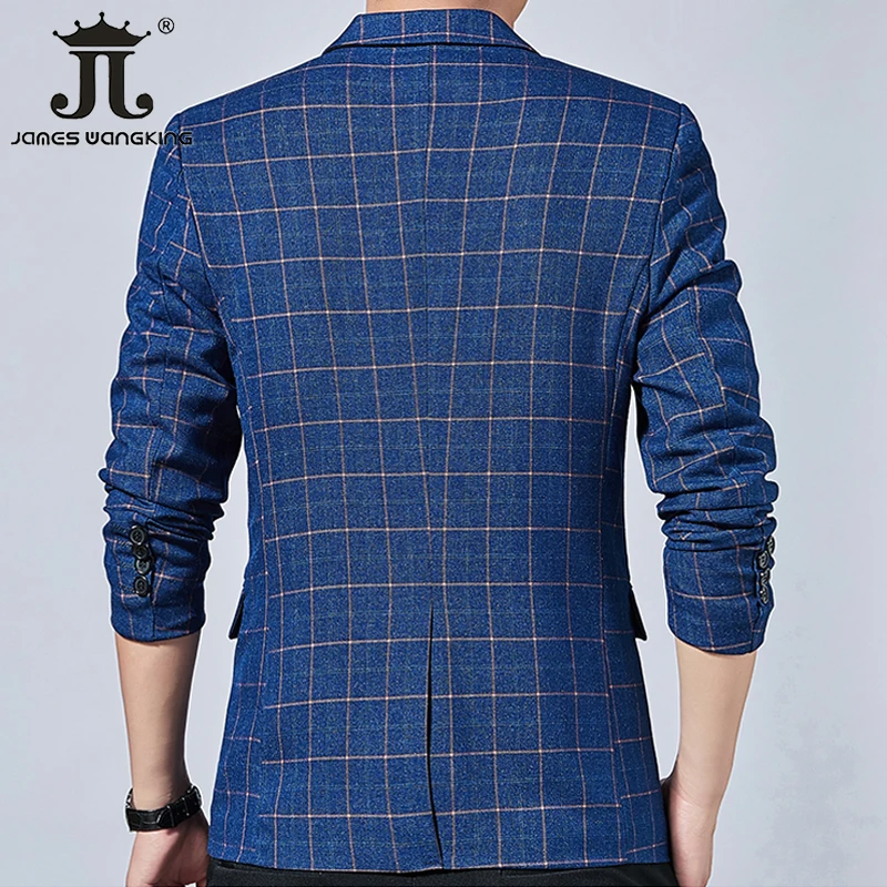 High-end Brand Boutique Plaid Formal Business Office Men's Slim Blazer Male Suit Jacket Groom Wedding Party Dress