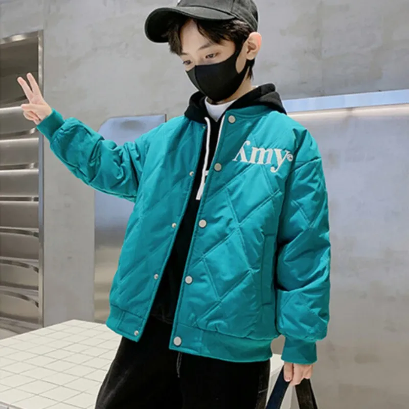 

Пальто для мальчиков, куртка, хлопковая верхняя одежда, ветровка, 2023 букв, утепленная бархатная зимняя теплая Высококачественная детская одежда