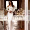 Classic Mermaid Long Sleeve Wedding Dress 2025 Off The Shoulder Open Back Bridal Gown Sweep Train Vestido De Noiva Customized 3
