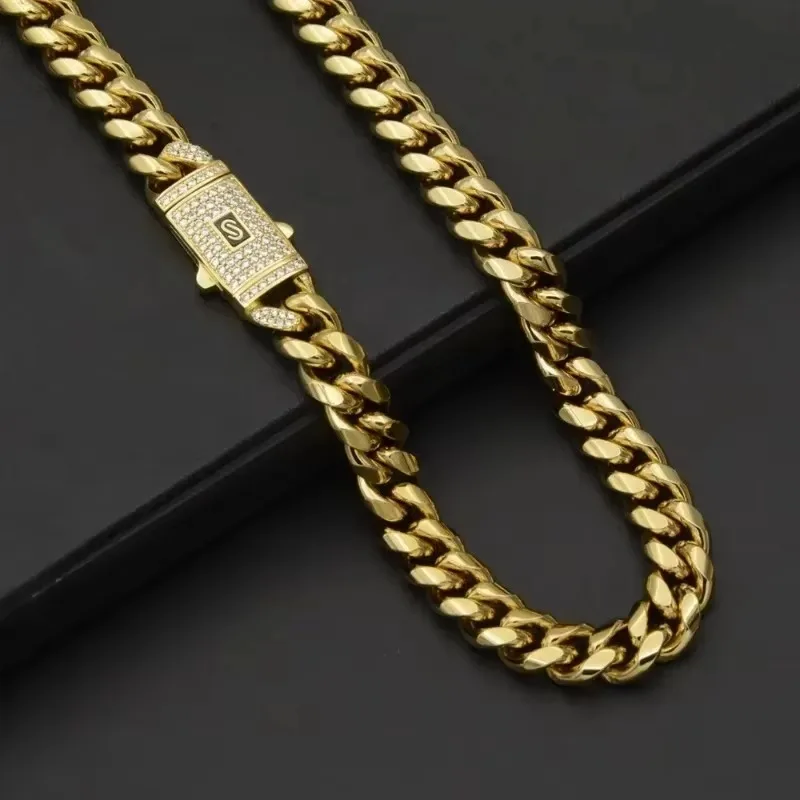Monaco anklet 6mm Cuban chain women's anklet copper material electroplated 14k gold men's length can be customized