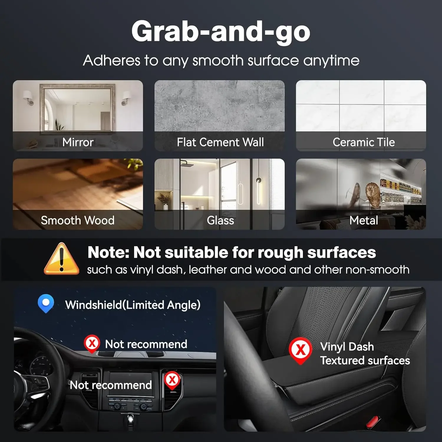 360° Vacuum Magnetic Suction Cup Phone Holder Stang for Car/Gym/Mirror/Smooth Surface For iPhone 16~12 Pro Max Samsung Xiaomi