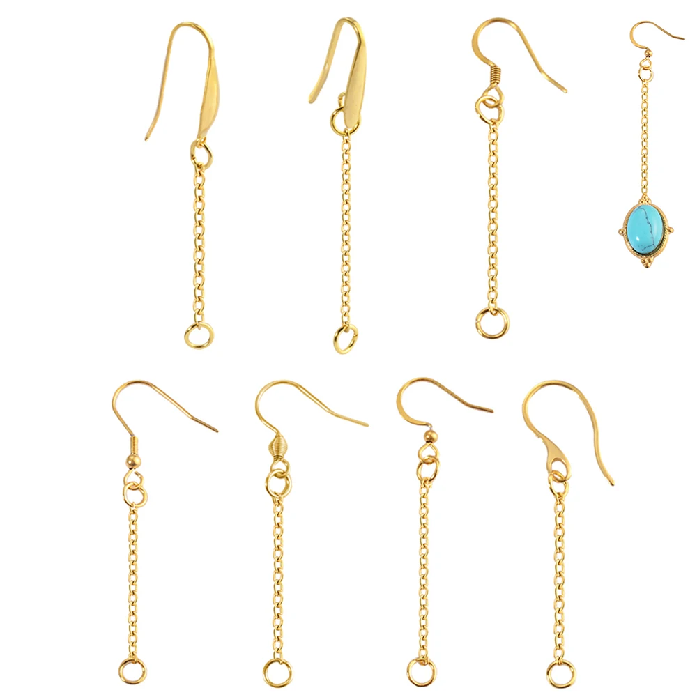 

10Pcs Stainless Steel Golden Long Chain Drop Dangle Earrings for DIY Jewelry Handmade Supplies Ear Line Makings Accessories