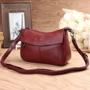 Women Small Handbag Purse Top Handle Crossbody Bag Genuine Leather Retro Fashion Real Cowhide Ladies Hobo Messenger Shoulder Bag