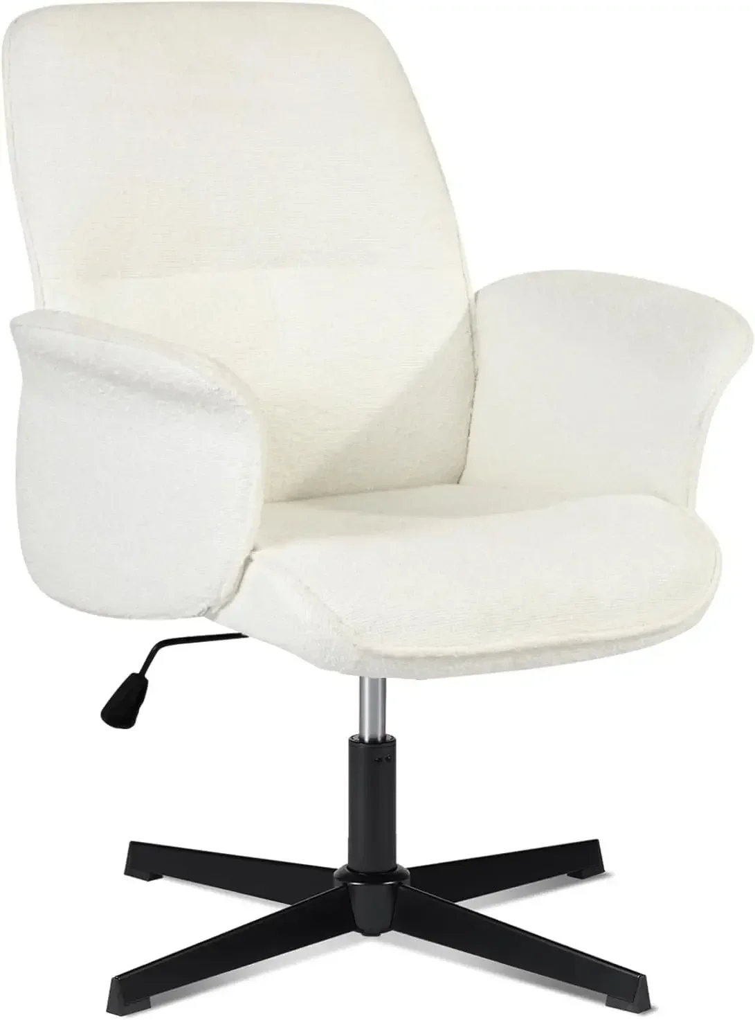 Home Office Chair, Upholstered Linen Fabric Padded Mid Back Accent Chair, Computer Desk Chairs Ergonomic No Wheels Stylish 1