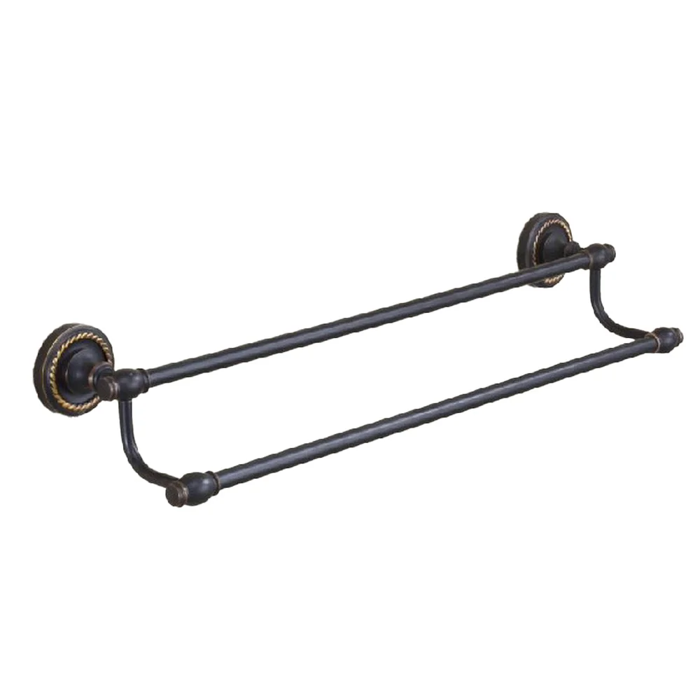 Bathroom Accessory Black Oil Rubbed Brass Wall Mounted Bathroom Double Towel Bar Towel Rack Rails aba211
