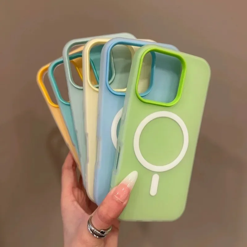 รูปสินค้า เคส iPhone Magsafe ดีไซน์ Candy Color ชาร์จไร้สายได้