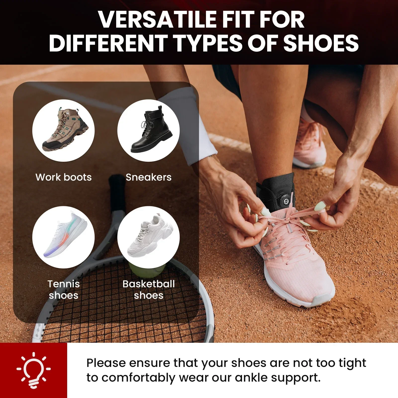 1PC Adjustable Knob Ankle Support Brace for Plantar Fasciitis and Tendonitis Semi-rigid Adjustable System Ankle protector sports