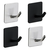 Self Adhesive Wall Hook Coat Rack Key Holder Towel Hooks Bedroom Stainless Steel Clothes Rack Kitchen Bathroom Accessories 1