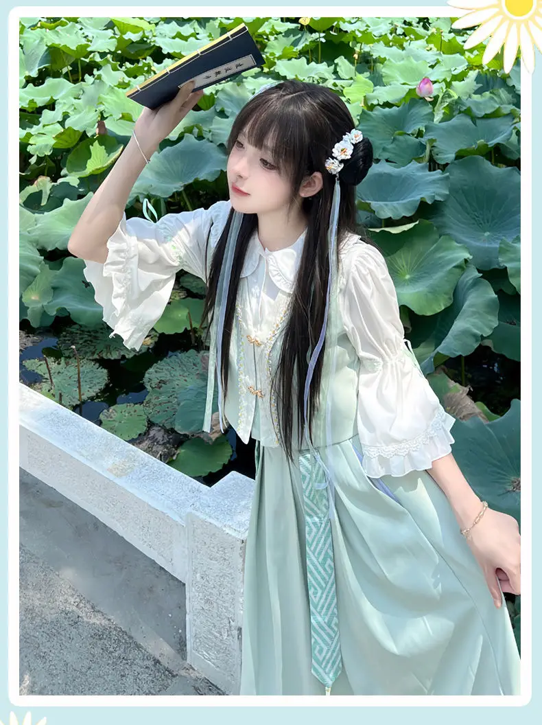 Japan Ancient Style Academy Jk Uniform Original Fairy Student Cute Fairy Top Vest Half Skirt Set