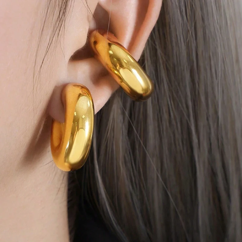 3pcs Exaggerated Geometric Earrings Set for Women Fashion Gold Color Metal Earring Clip Holiday Dating Daily Jewelry Gifts 2024