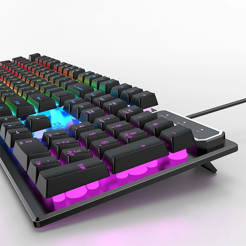 EWEADN Wired Mechanical Gaming Keyboard 104 Keys RGB Backlit, Silent Ergonomic Keyboard for PC Laptop, Windows, Office and Game - 2