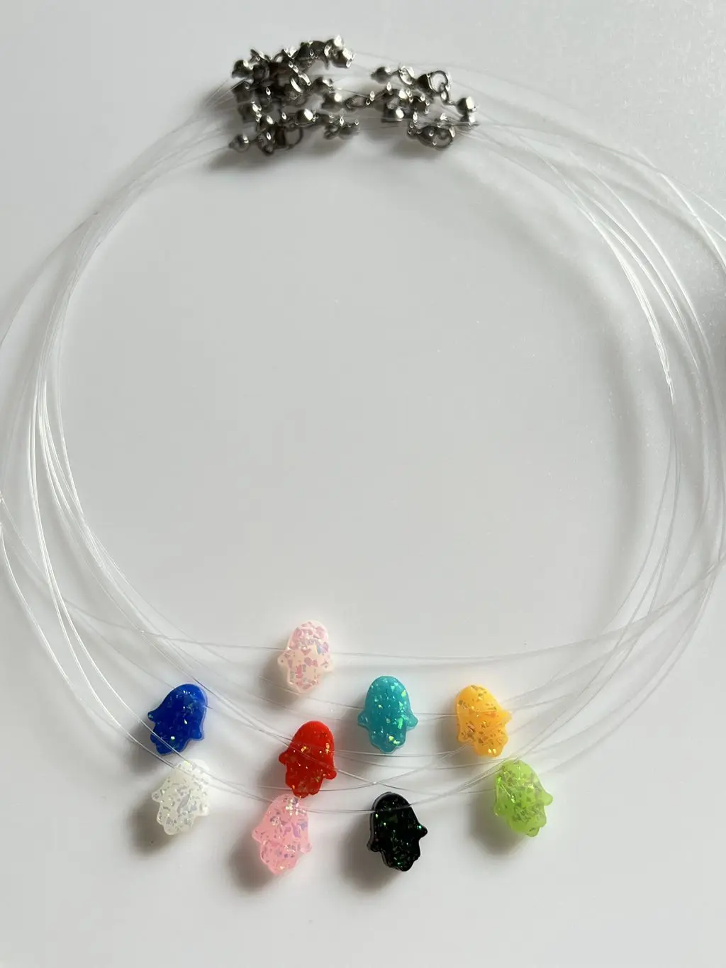 Poputton 여성용 투명 낚싯줄 목걸이, 보이지 않는 체인, 라인석 초커 목걸이, 콜리어 팜므, 신제품 