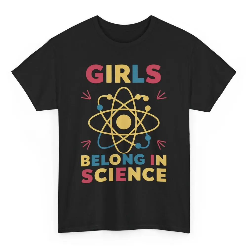 

Футболка с надписью «Girls Belong In Science», женская и мужская футболка с коротким рукавом