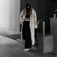 Neo Mint Vintage Luxury Long Faux Fox Fur Coat Women 2024 Winter Warm Fluffy Fur Jacket Female Street Furry Outerwear Overcoat 2
