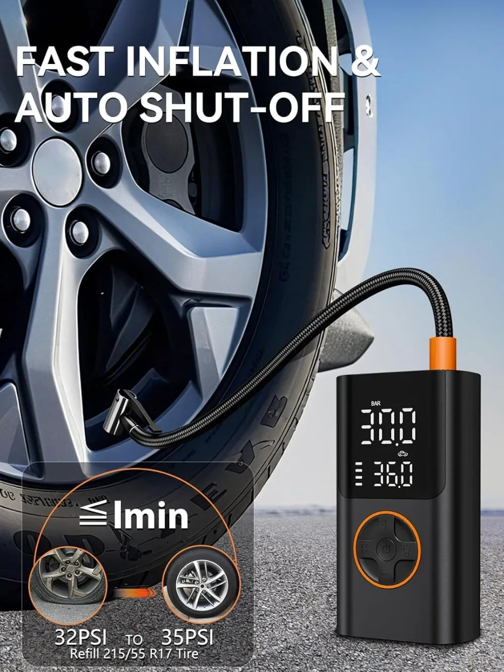 150 PSI Ÿ�̾� ���÷����� �޴�� ���� �̴� ������ Ÿ�̾� ����, �з� �������� LED ����Ʈ�� �ִ� ������ ���� ����