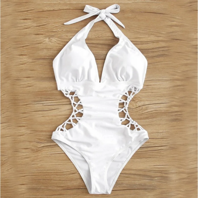 

Новый стиль ручной работы вязаный однотонный сексуальный купальник бикини оптовая продажа цельный купальник