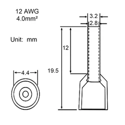 100-Piece Set of Insulated Ferrule Wire Crimp Connectors - Green (12 AWG  4.0 SQMM)