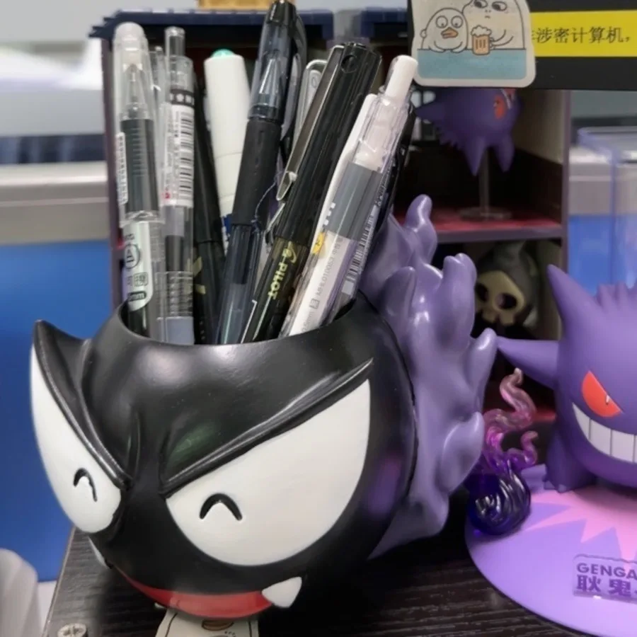 Cartoon Cute Gastly Ornament Spirit Figures Anime Resin Pen Container Holder Desktop Brush Pot Office Home Decor Regalo Di Compleanno