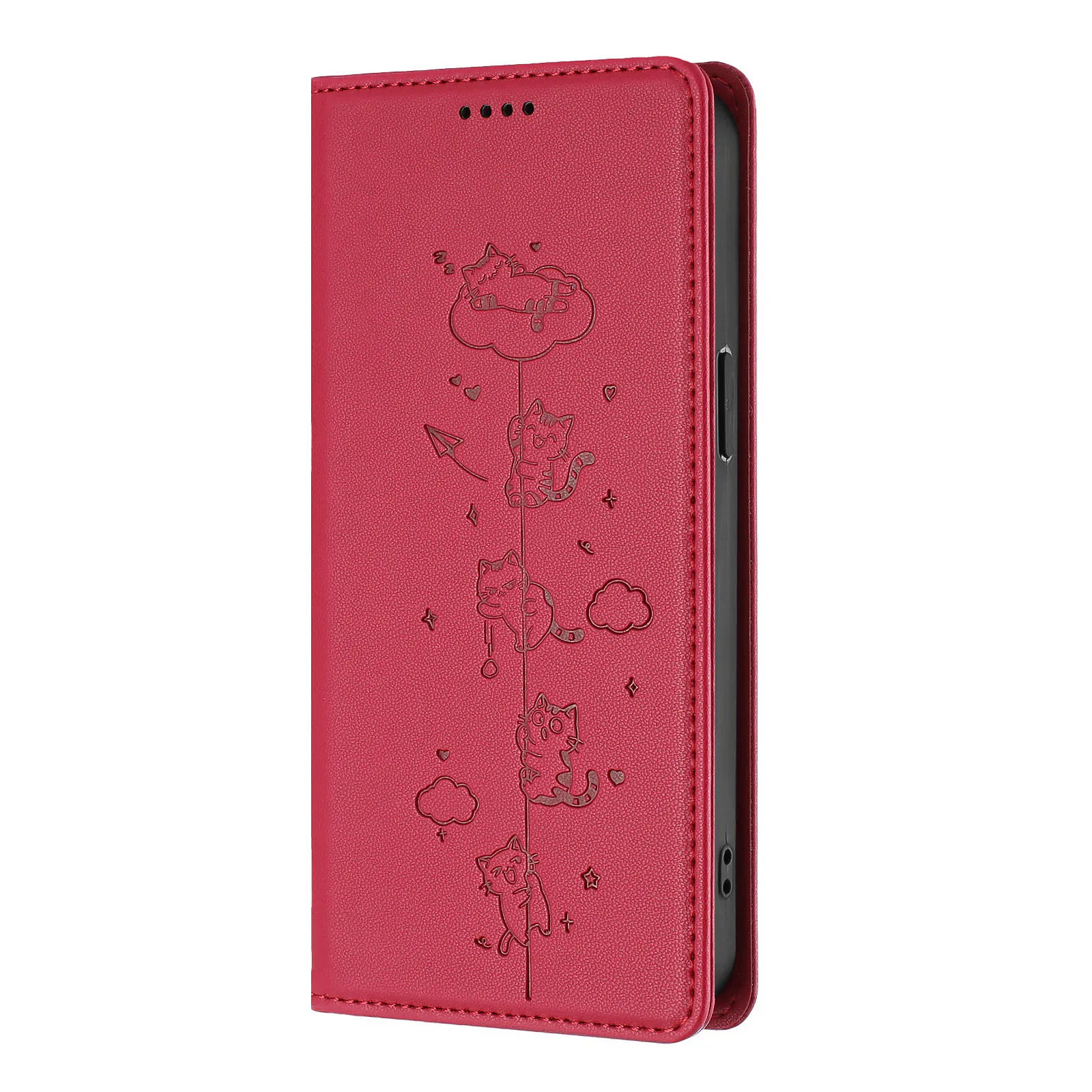 Chic Cat Phone Case: Magnetic Leather Flip Cover with Card Holder
