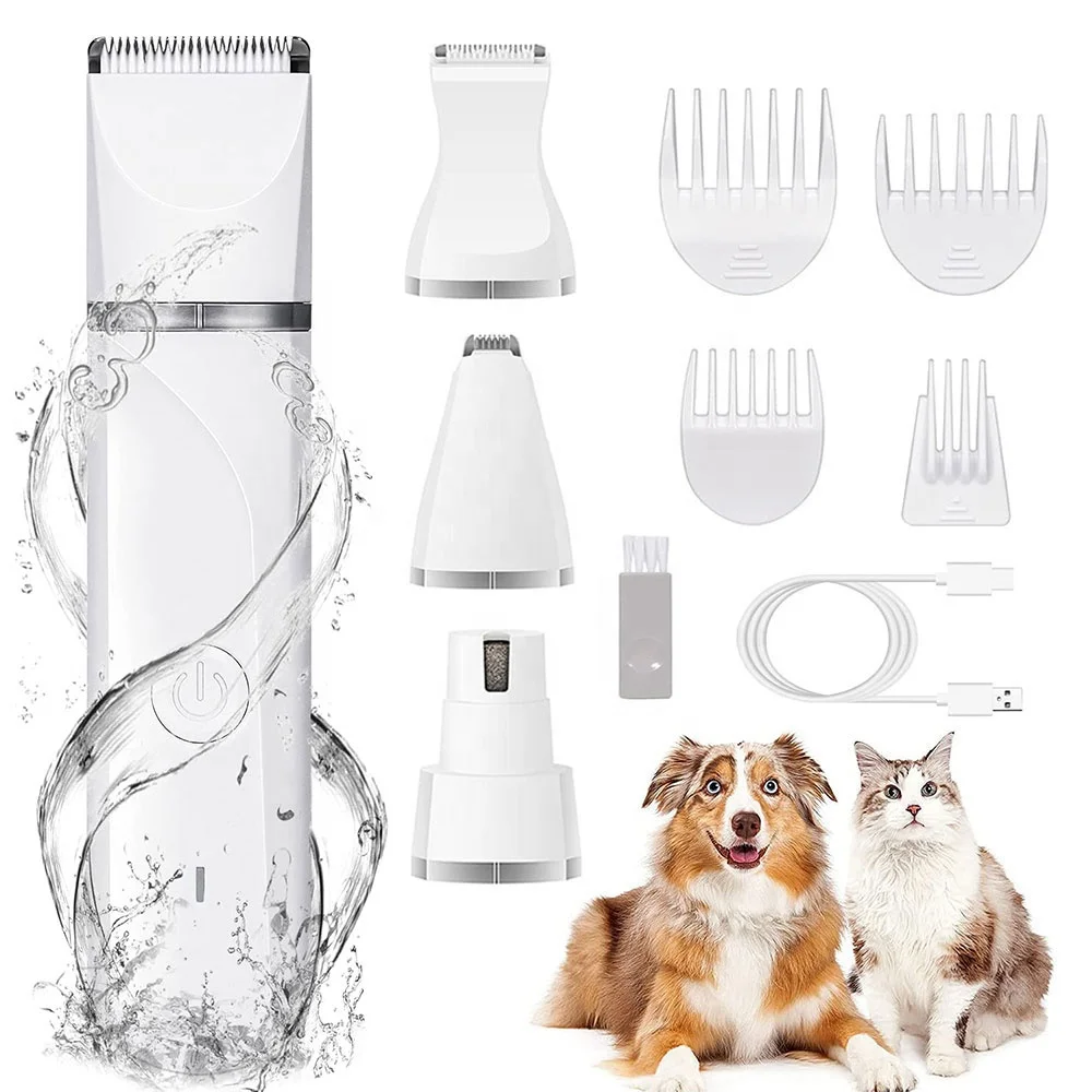 

Dog Hot Sale 4 in 1 Pet Electric Hair with 4 Blades Cat Nail Grinder Trimming Dog's Hair Around Paws Eyes Ears Face Rump