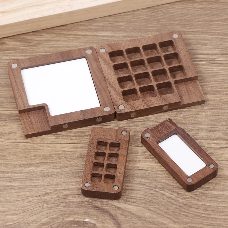 Portable Watercolor Palette Paint Box Handmade Empty Box Mini Black Walnut Palette Acrylic Paint Portable Watercolors