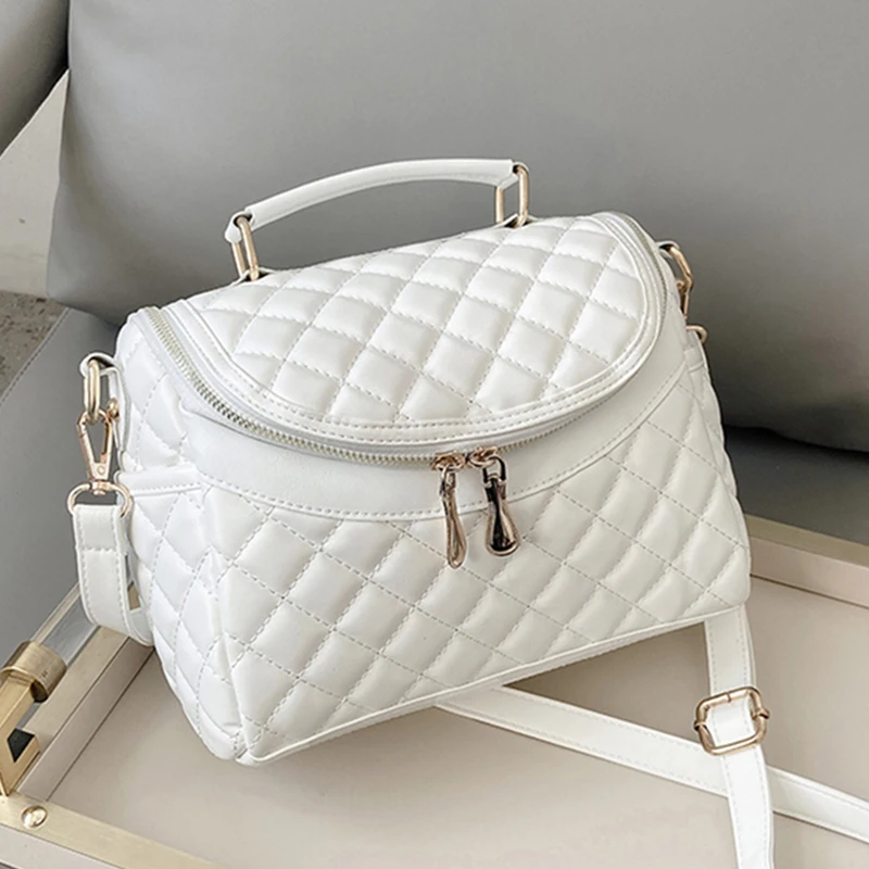 Borsa A Tracolla Donna A Forma Di Telefono, In Pelle PU, Dimensioni 21x9x16 Cm, Con Catena E Cerniera, Colori Bianco/rosa/nero