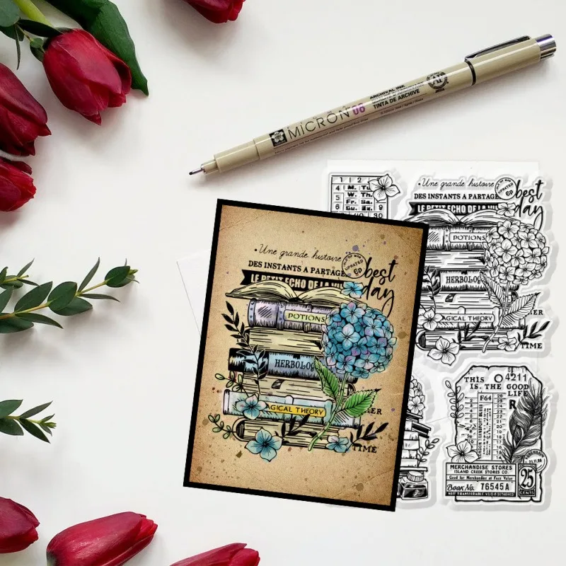 紫陽花 ダイ クリアスタンプ セット スクラップブッキング アルバム