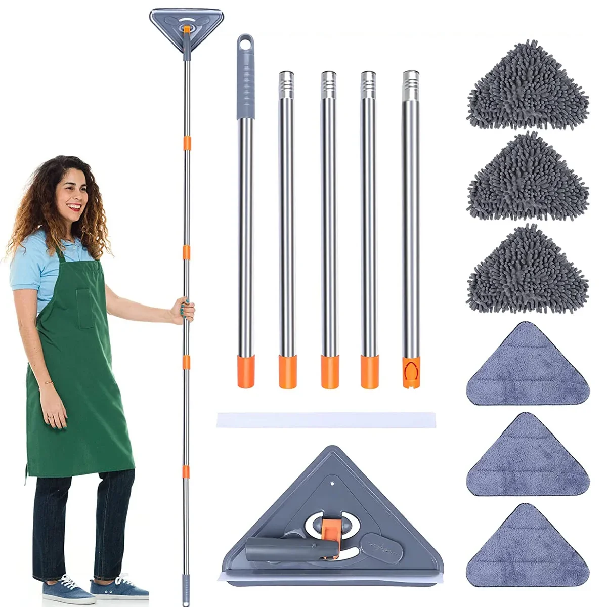 Triangle Cleaning Mop with Long Handle 360° Rotating Microfiber Telescopic Mop Floor Tiles Wall Clean mop para limpeza doméstica