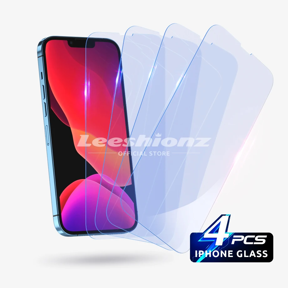 

4Pcs Tempered Glass For iPhone 15 14 13 12 11 Pro Max Screen Protector For iPhone X Xr Xs Max 7 8 6S Plus SE 2020 Tempered Glass