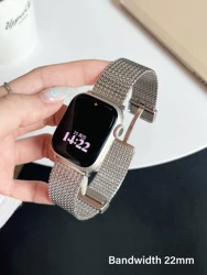 Elegant Magnetic Buckle Wheat Ear Pattern Metal Watch Strap for 49mm Ultra 2 1 (22 wheat Silver)
