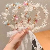 Princess Hair Accessory One Fairy Imitation Pearl Sweet Flower Wreath Headband for Ladies Party Wedding Birthday Headwear 2