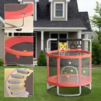 Kids Trampoline with Basketball Hoop, Swing, Sandbag, Ocean Balls, 440lbs Indoor Outdoor Trampoline with Enclosure Net 2