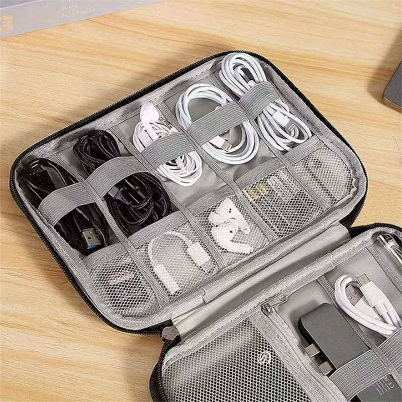 Compact Travel Tech Organizer - Multi-Pocket Storage Bag for Cables, Chargers & Memory Cards