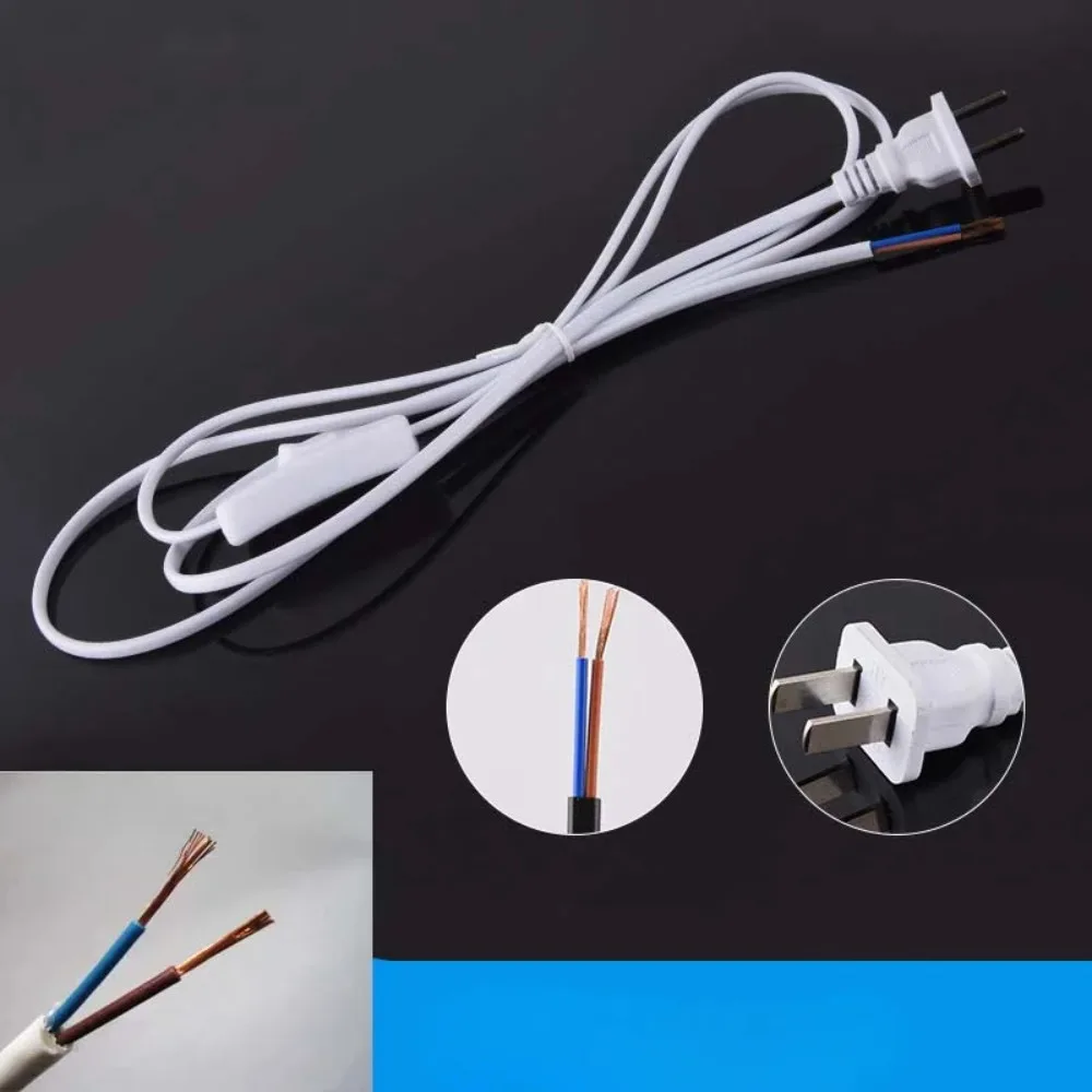 10 Pcs Black/White EU/US Pulg Electric Wire Lamp Switch Cable International Standard Power Cord with Switch Plug Copper Wire