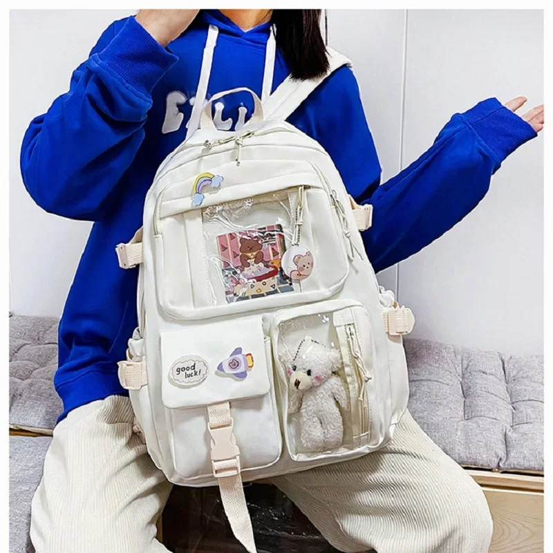 

Милые женские рюкзаки, водонепроницаемый нейлоновый школьный рюкзак с несколькими карманами для студенток, женские милые рюкзаки для ноутбука