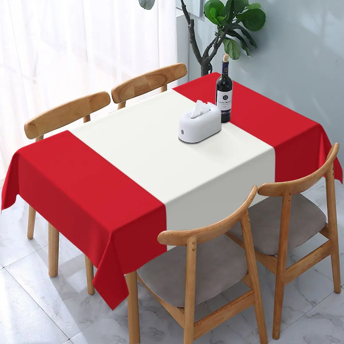 

Rectangular Flag Of Peru Table Cloth Oilproof Tablecloth 40"-44" Table Cover Backed with Elastic Edge