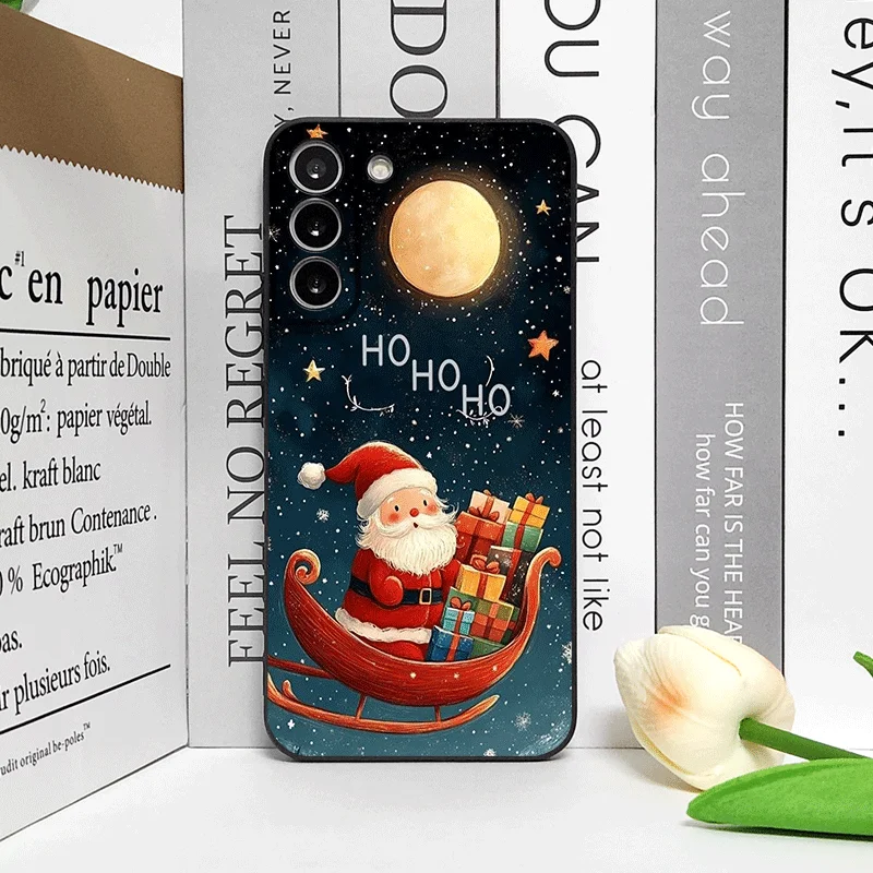 Festive Santa Claus & Christmas Tree Design Soft Phone Case Cover