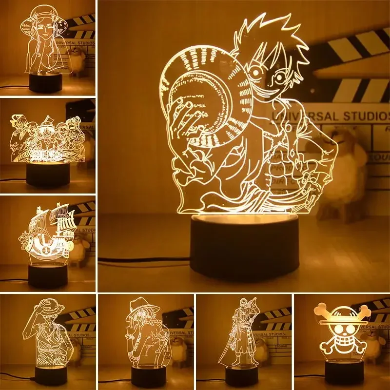 Anime One Piece Rufy 3D Lamp Led Night Lights Toys Nightlights Kids Bedroom Decoration Table Lampe Lampara Manga Gift