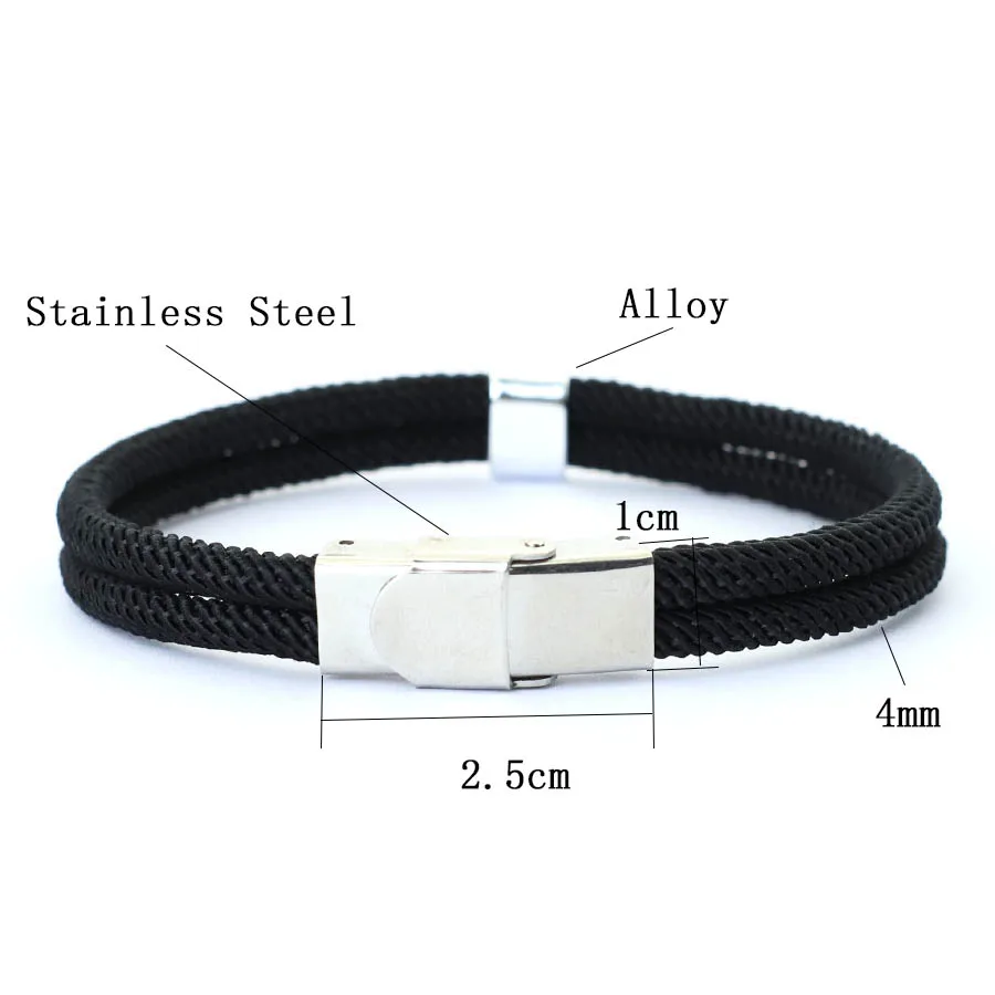 Stainless Steel Rope Bracelet for Men Double Layer Nautical