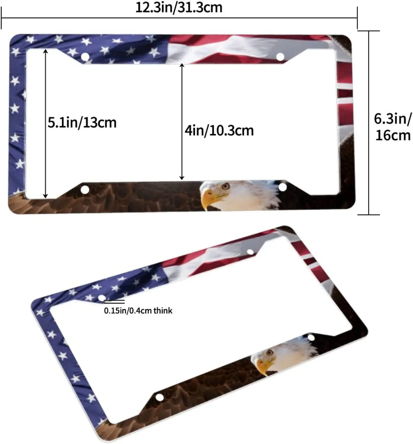 Tactical American Flag License Plate Matte Black USA Aluminum With Screws & Caps - Foto 6