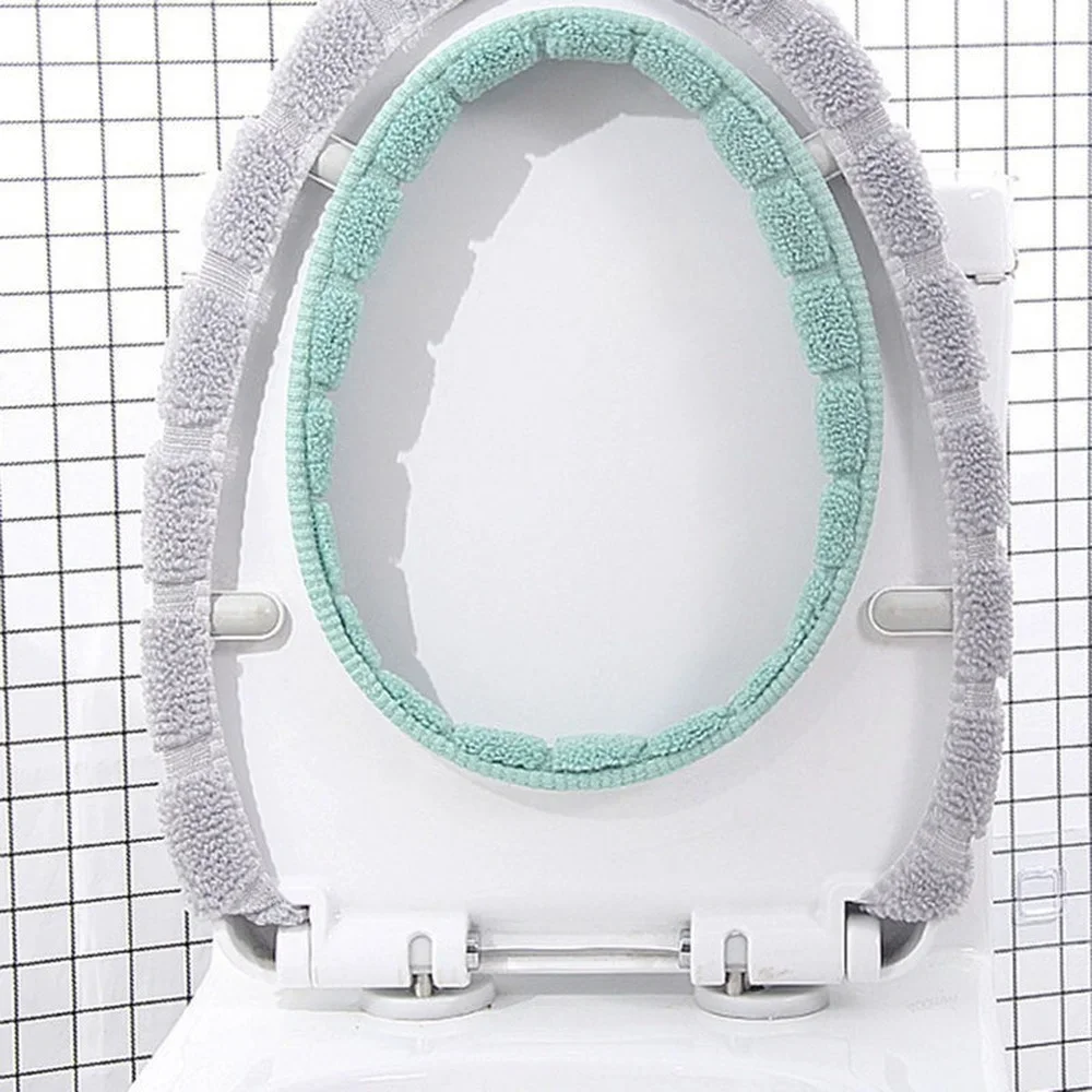 Universal Toilet Seat Cover with Handle Closetool Mat Winter Warm Soft Washable Bathroom Toilet Pad Cushion Warmer Accessories